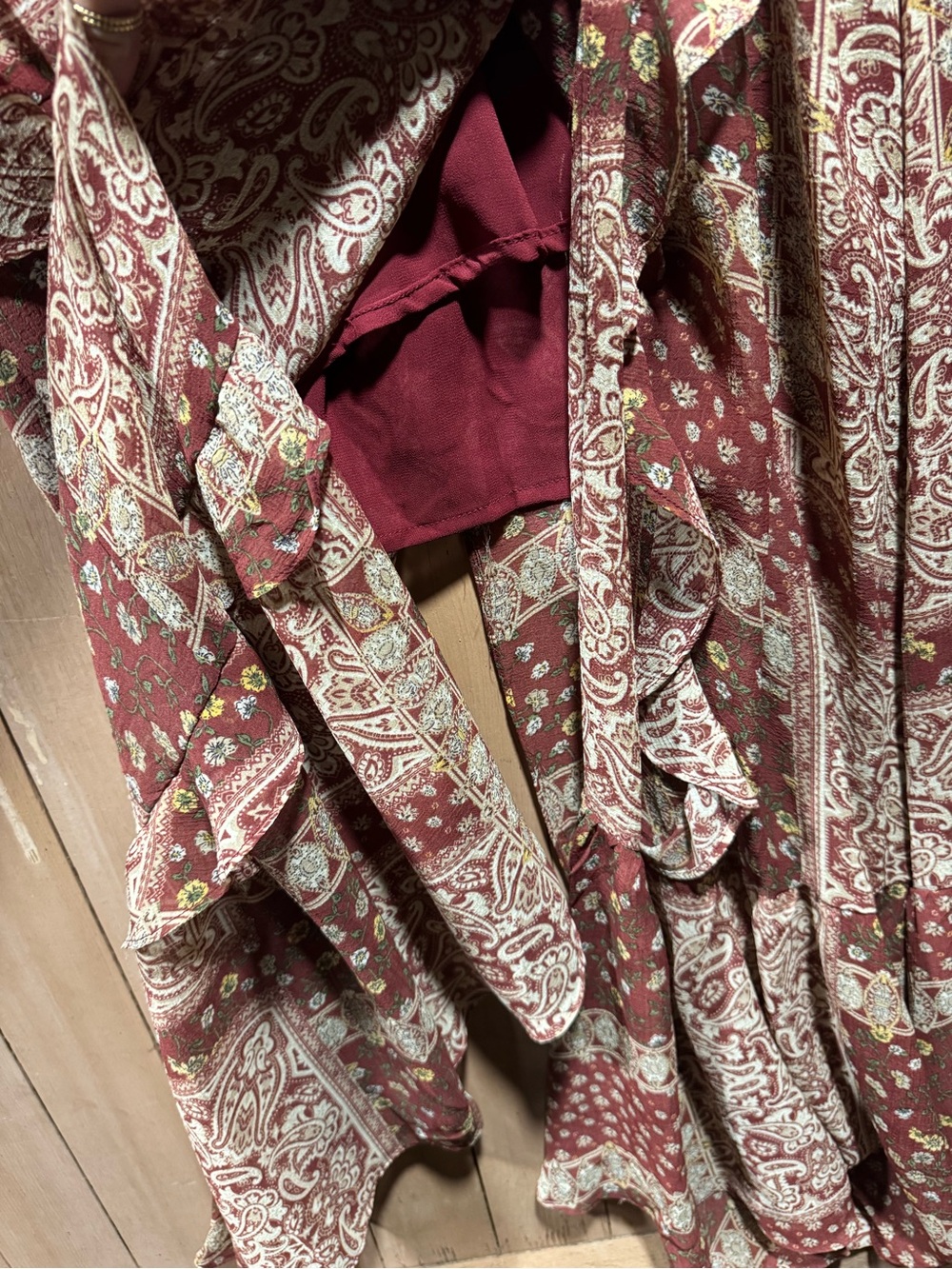 NWT three bird nest Love Riche Rust and Cream Boho Maxi Dress - Picture 3 of 6